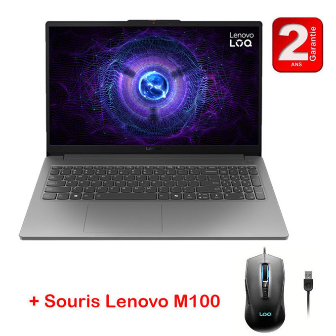 83LK006VFG : Pc Portable LENOVO LOQ-15IAX9E I5-12450HX 16Go 512Go SSD RTX 3050 6Go Gris Windows 83LK006VFG