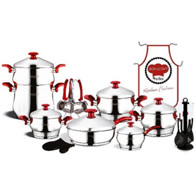 KORKMAZ Batterie De Cuisine Néerlandaise Inox 7,5 Litres - Faitout Avec Couvercle Acier Inoxydable 18/10